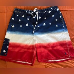 Polo by Ralph Lauren Men's Red, White, and Blue Swim Shorts
